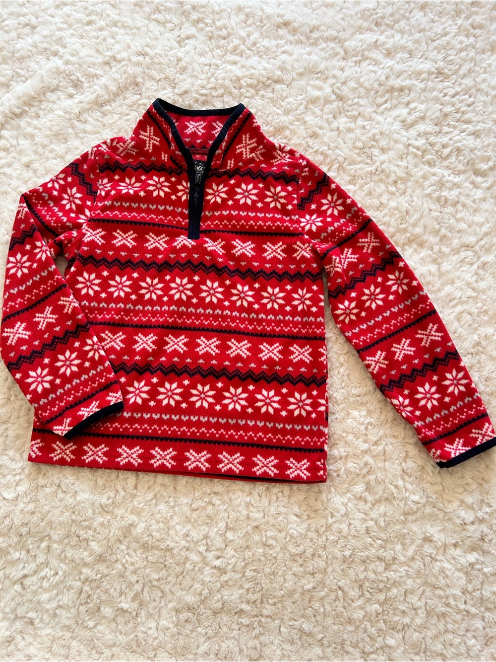 Carter's Red Fair Isle Quarter-Zip Kids Sweatshirt with Black Trim